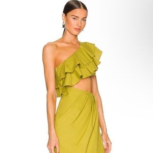 Yaura Green One Shoulder Midi Dress